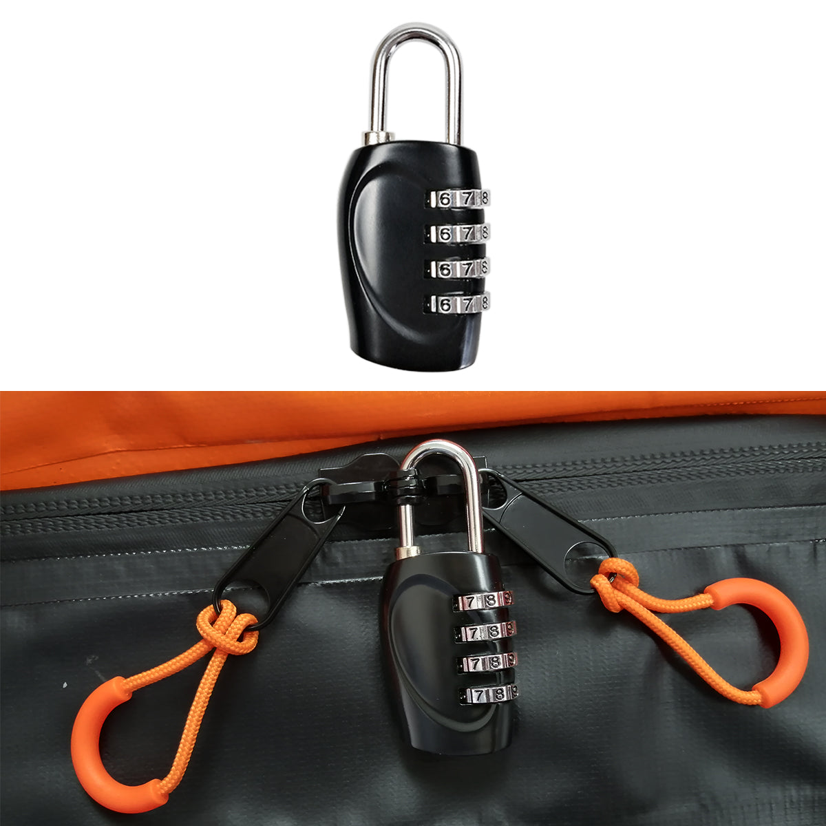 Heldig Luggage Lock, 4 Digit Combination Lock with Open Alarm, Cable Lock  for Gym Locker (2 Pieces, Black)B 