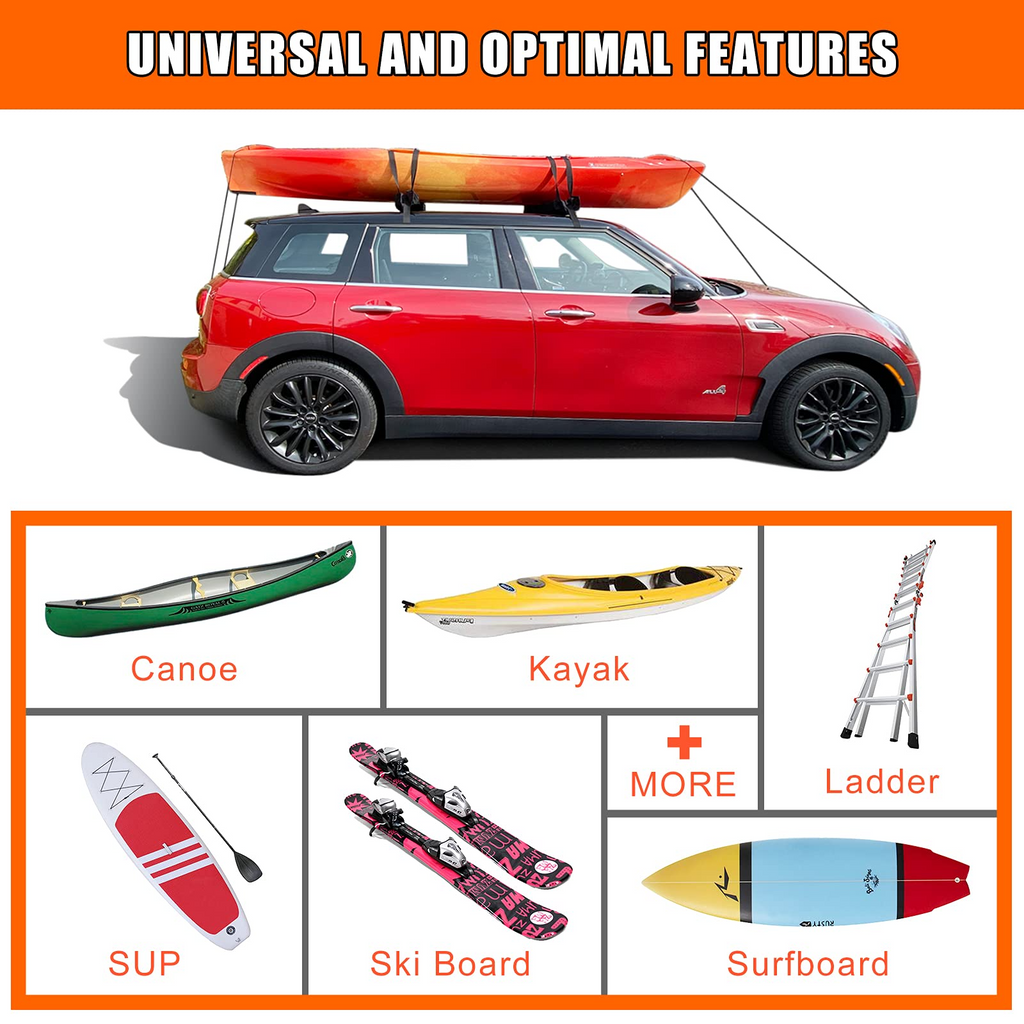 MeeFar Universal Car SUV Soft Roof Rack Pads Cross Bars for Kayak